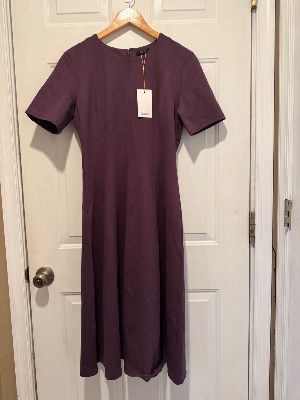 Quince Ultra Stretch Ponte Short Sleeve Midi Dress